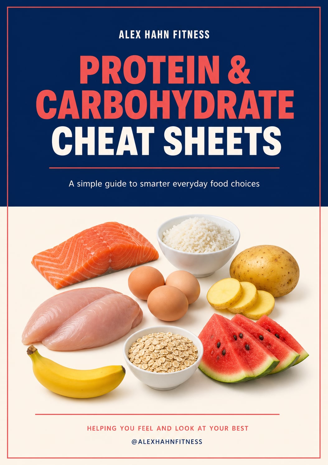 Alex Hahn Fitness Protein and Carbohydrate Cheat Sheets cover